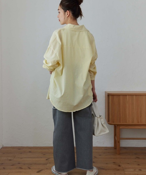 Edit Sheen（エディットシーン）の「カラーストライプルーズシャツ（シャツ/ブラウス・レディース・ピンク/グレー/グリーン/イエロー/オレンジ/ブルー・M）」の7枚目の写真