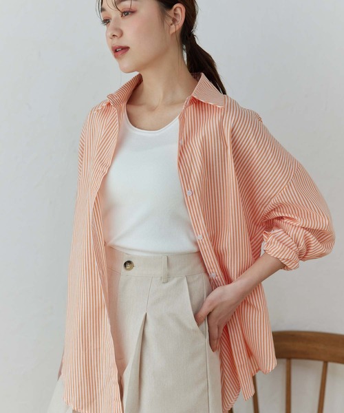 Edit Sheen（エディットシーン）の「カラーストライプルーズシャツ（シャツ/ブラウス・レディース・ピンク/グレー/グリーン/イエロー/オレンジ/ブルー・M）」の8枚目の写真