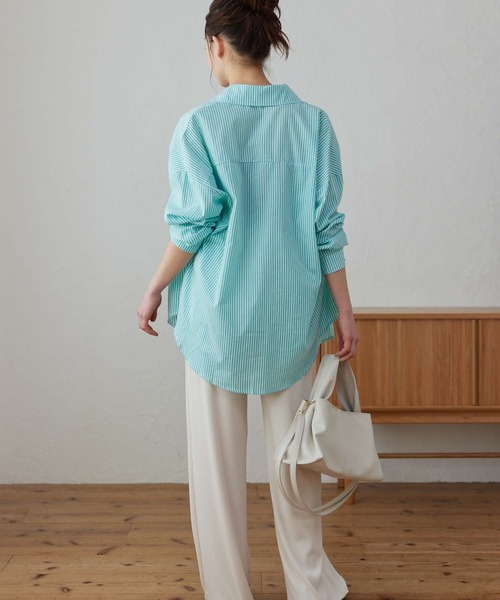 Edit Sheen（エディットシーン）の「カラーストライプルーズシャツ（シャツ/ブラウス・レディース・ピンク/グレー/グリーン/イエロー/オレンジ/ブルー・M）」の9枚目の写真