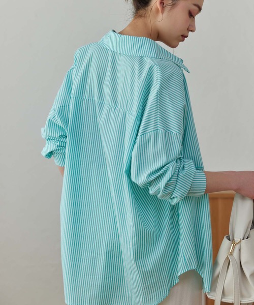 Edit Sheen（エディットシーン）の「カラーストライプルーズシャツ（シャツ/ブラウス・レディース・ピンク/グレー/グリーン/イエロー/オレンジ/ブルー・M）」の18枚目の写真