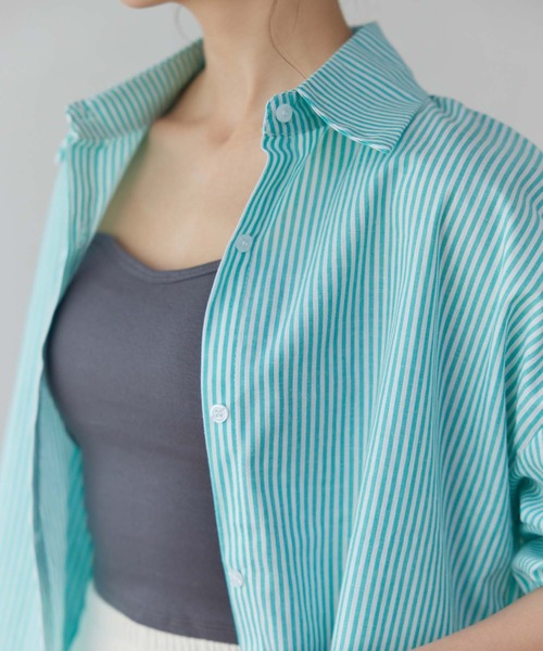 Edit Sheen（エディットシーン）の「カラーストライプルーズシャツ（シャツ/ブラウス・レディース・ピンク/グレー/グリーン/イエロー/オレンジ/ブルー・M）」の22枚目の写真