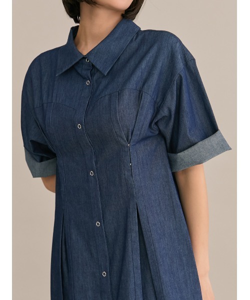 TONAL（トーナル）の「ウエストシェイプデニムシャツワンピース