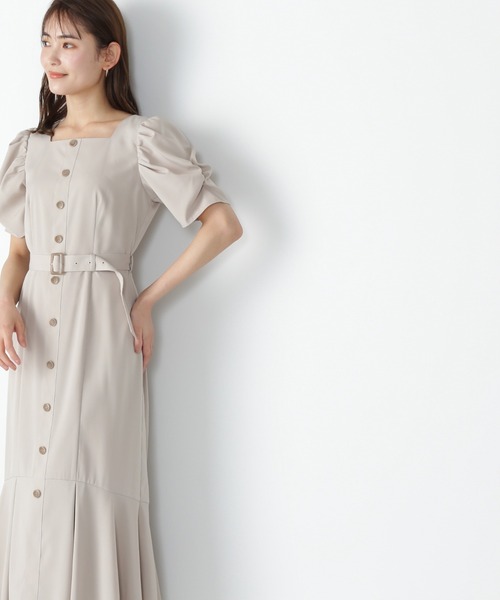 CHICWISH★ボリュームスリーブスクエアネックフレアワンピース☆ NATURAL BEAUTY BASIC（ナチュラルビューティーベーシック）の