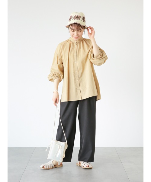 ehka sopo(エヘカソポ)の「バンドカラーボリュームスリーブシャツ(シャツ/ブラウス・レディース・ベージュ/キナリ/ピンク・フリ-)」の13枚目の写真