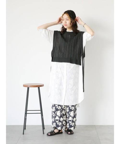 Samansa Mos2 blue（サマンサモスモスブルー）の「リーフ柄イージーパンツ（その他パンツ・レディース・ベージュ系その他/キナリ/ブラック・ﾌﾘ-）」の20枚目の写真