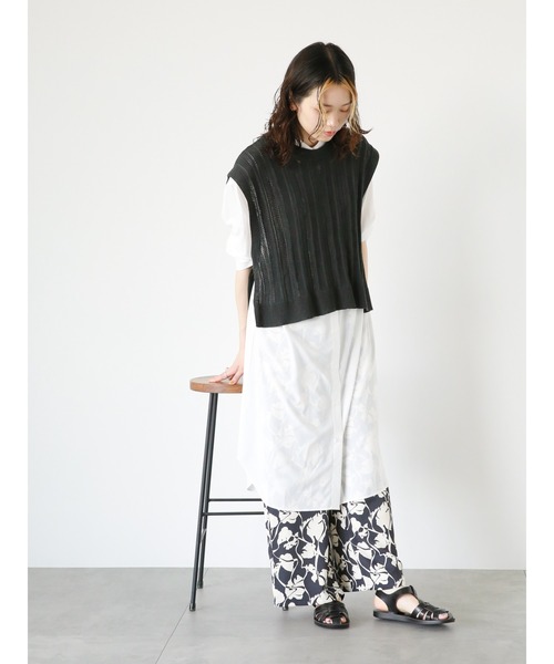 Samansa Mos2 blue（サマンサモスモスブルー）の「リーフ柄イージーパンツ（その他パンツ・レディース・ベージュ系その他/キナリ/ブラック・ﾌﾘ-）」の13枚目の写真