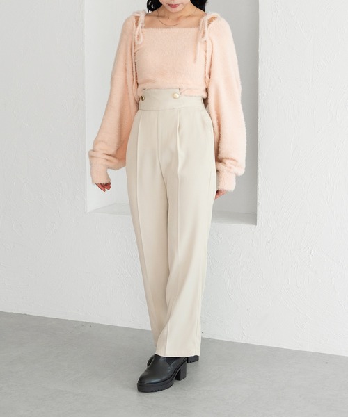 Ambre Neige（アンブルネージュ）の「ボタンデザインストレートパンツ／【WEB/EC限定商品】（スラックス・レディース・ベージュ/アイボリー/ブラック・FREE）」の22枚目の写真