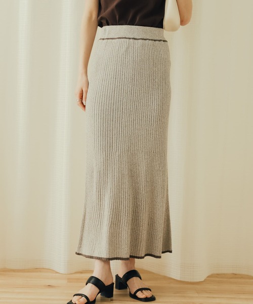 SENSE OF PLACE by URBAN RESEARCH（センスオブプレイスバイアーバンリサーチ）の「トリミングナローニットスカート（スカート・レディース・ライトベージュ/アイボリー/ブラック・ONE）」の19枚目の写真