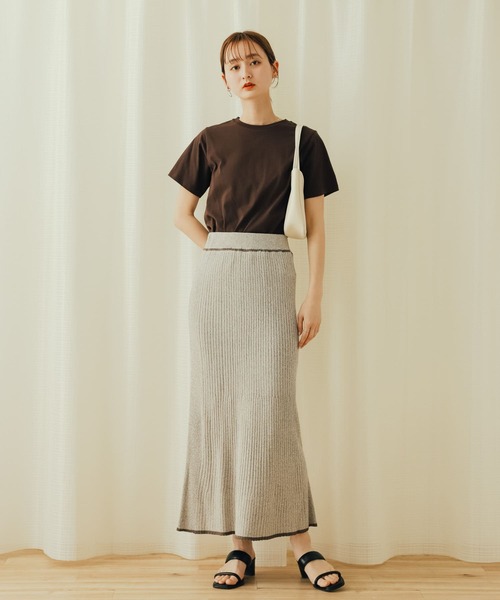 SENSE OF PLACE by URBAN RESEARCH（センスオブプレイスバイアーバンリサーチ）の「トリミングナローニットスカート（スカート・レディース・ライトベージュ/アイボリー/ブラック・ONE）」の22枚目の写真
