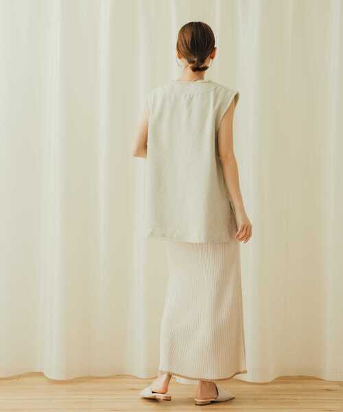 SENSE OF PLACE by URBAN RESEARCH（センスオブプレイスバイアーバンリサーチ）の「トリミングナローニットスカート（スカート・レディース・ライトベージュ/アイボリー/ブラック・ONE）」の4枚目の写真