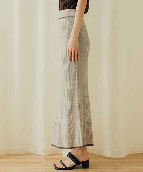 SENSE OF PLACE by URBAN RESEARCH（センスオブプレイスバイアーバンリサーチ）の「トリミングナローニットスカート（スカート・レディース・ライトベージュ/アイボリー/ブラック・ONE）」の6枚目の写真