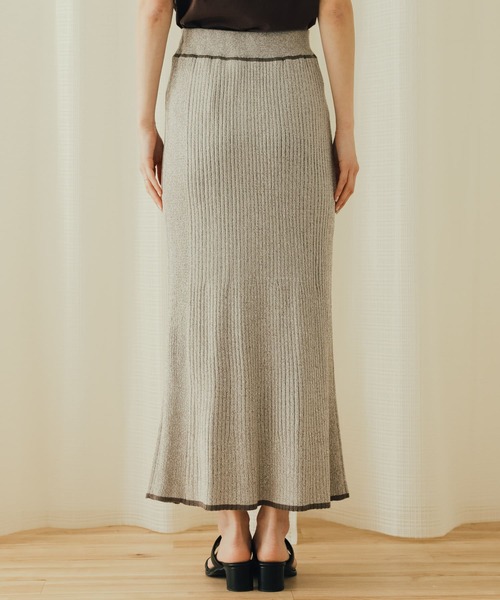 SENSE OF PLACE by URBAN RESEARCH（センスオブプレイスバイアーバンリサーチ）の「トリミングナローニットスカート（スカート・レディース・ライトベージュ/アイボリー/ブラック・ONE）」の7枚目の写真