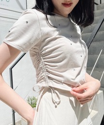 NOMAE | ビジューサイドギャザーTシャツ(Tシャツ/カットソー)