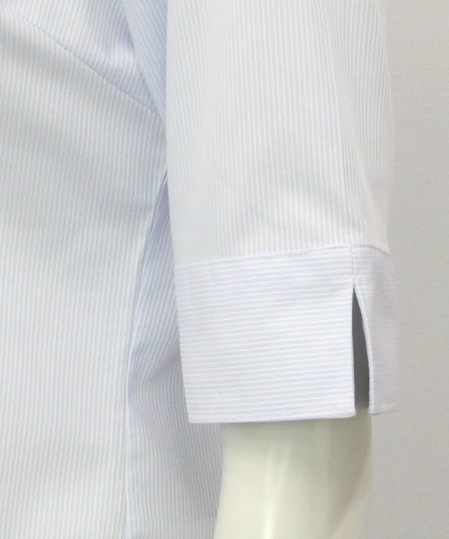 TOKYO SHIRTS(トウキョウシャツ)の「形態安定ノーアイロン マイタースキッパー 五分袖ビジネスワイシャツ(ビジネスシャツ・レディース・サックスブルー・L/LL/XL/S/M)」の7枚目の写真