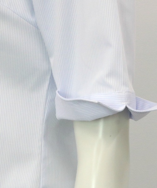 TOKYO SHIRTS(トウキョウシャツ)の「形態安定ノーアイロン マイタースキッパー 五分袖ビジネスワイシャツ(ビジネスシャツ・レディース・サックスブルー・L/LL/XL/S/M)」の6枚目の写真