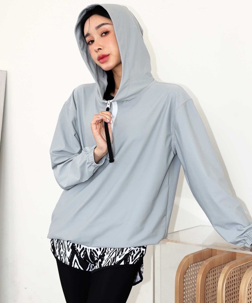 OSYAREVO(オシャレボ)の「水着 レディース 体型カバー ラッシュガード 紫外線カット率 99%以上 UPF50+ uvカット フィットネス 水陸両用 スポーティ セットアップ ビキニ 体型カバー レディース(水着・レディース・ブラック系その他/グレー系その他/ブラック系その他2/グレー系その他2/グレー系その他3・MEDIUM/LARGE/XX-LARGE/X-LARGE/SMALL)」の4枚目の写真