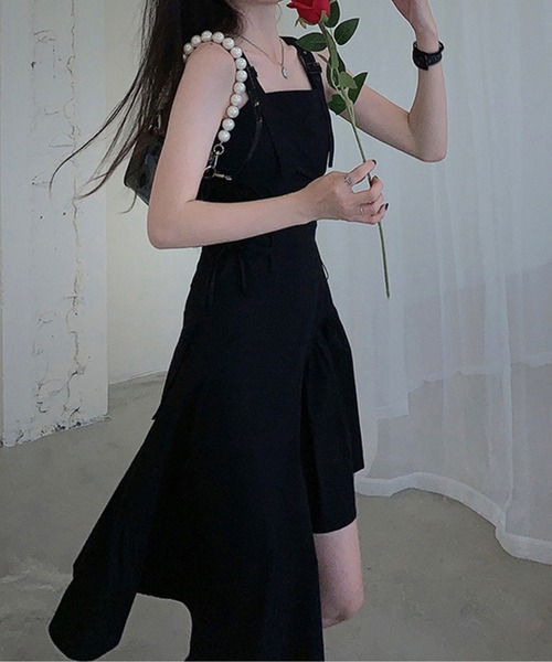 Chick（チック）の「アシンメトリーキャミワンピ―ス（ワンピース・レディース・ブラック・S/M/L）」の2枚目の写真