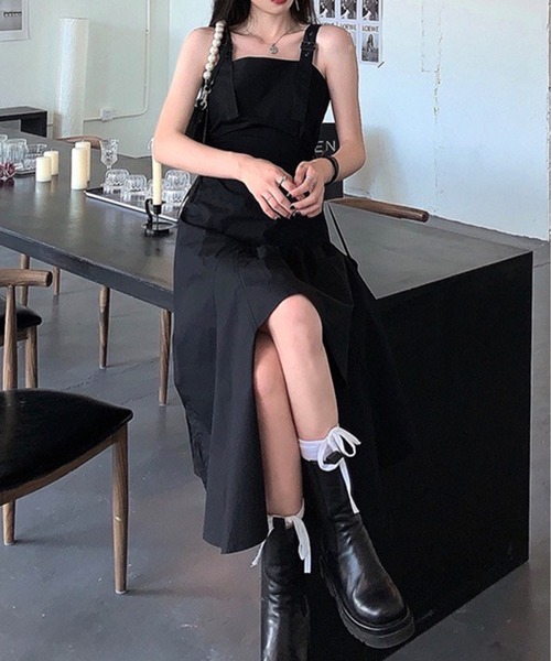 Chick（チック）の「アシンメトリーキャミワンピ―ス（ワンピース・レディース・ブラック・S/M/L）」の3枚目の写真