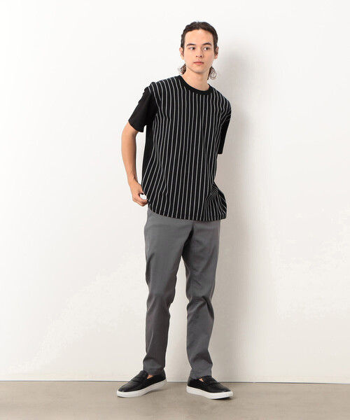 COMME　CA COMMUNE（コムサコミューン）の「ストライプ切り替え Ｔシャツ（Tシャツ/カットソー・メンズ・ブラック/ネイビー・MEDIUM/LARGE）」の3枚目の写真