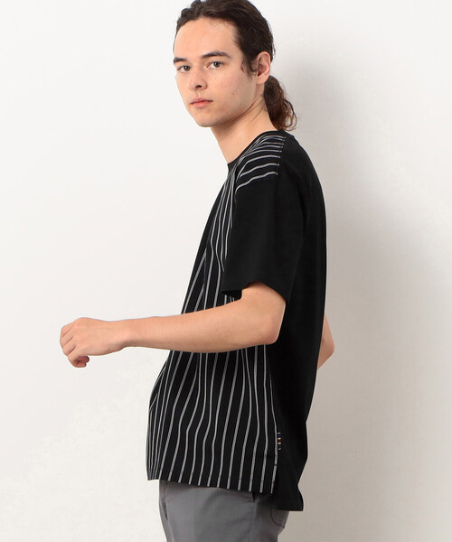 COMME　CA COMMUNE（コムサコミューン）の「ストライプ切り替え Ｔシャツ（Tシャツ/カットソー・メンズ・ブラック/ネイビー・MEDIUM/LARGE）」の5枚目の写真