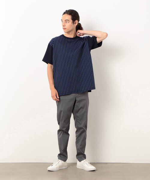 COMME　CA COMMUNE（コムサコミューン）の「ストライプ切り替え Ｔシャツ（Tシャツ/カットソー・メンズ・ブラック/ネイビー・MEDIUM/LARGE）」の7枚目の写真