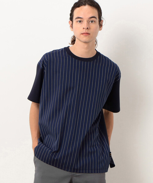 COMME　CA COMMUNE（コムサコミューン）の「ストライプ切り替え Ｔシャツ（Tシャツ/カットソー・メンズ・ブラック/ネイビー・MEDIUM/LARGE）」の8枚目の写真