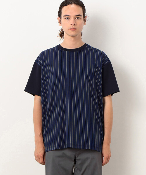 COMME　CA COMMUNE（コムサコミューン）の「ストライプ切り替え Ｔシャツ（Tシャツ/カットソー・メンズ・ブラック/ネイビー・MEDIUM/LARGE）」の9枚目の写真