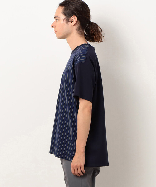 COMME　CA COMMUNE（コムサコミューン）の「ストライプ切り替え Ｔシャツ（Tシャツ/カットソー・メンズ・ブラック/ネイビー・MEDIUM/LARGE）」の10枚目の写真