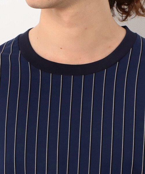 COMME　CA COMMUNE（コムサコミューン）の「ストライプ切り替え Ｔシャツ（Tシャツ/カットソー・メンズ・ブラック/ネイビー・MEDIUM/LARGE）」の12枚目の写真