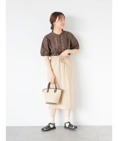 ehka sopo（エヘカソポ）の「ベイカースピンドルスカート（スカート・レディース・グリーン/チャコールグレー/ベージュ・F）」の16枚目の写真