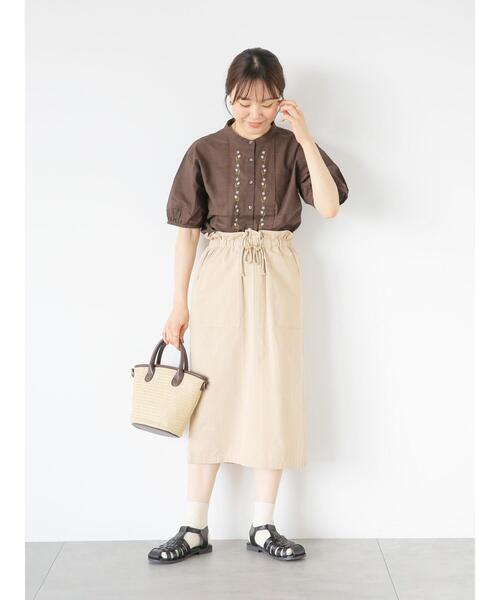 ehka sopo（エヘカソポ）の「ベイカースピンドルスカート（スカート・レディース・グリーン/チャコールグレー/ベージュ・F）」の15枚目の写真