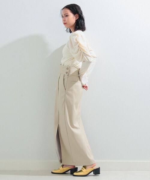 Ray BEAMS（レイビームス）の「Ray BEAMS / シャーリング ジャカード パフスリーブ Tシャツ（Tシャツ/カットソー・レディース・オフホワイト/ブラック/ラベンダー・ONE SIZE）」の5枚目の写真