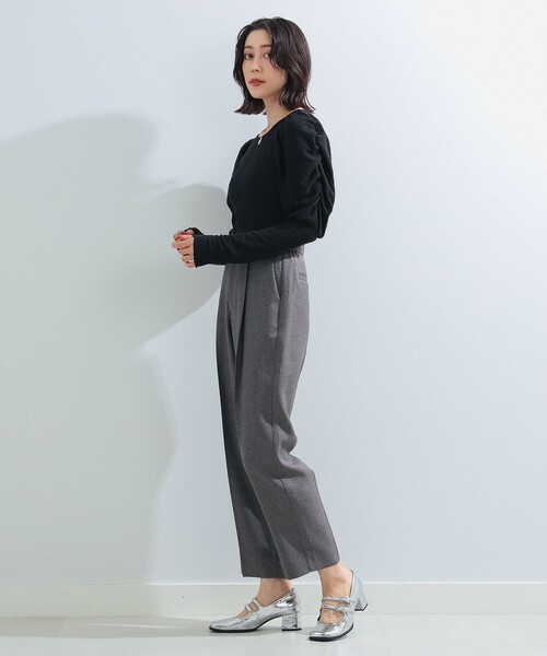 Ray BEAMS（レイビームス）の「Ray BEAMS / シャーリング ジャカード パフスリーブ Tシャツ（Tシャツ/カットソー・レディース・オフホワイト/ブラック/ラベンダー・ONE SIZE）」の16枚目の写真