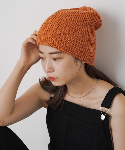 Kastane(カスタネ)の「ニット帽(ニットキャップ/ビーニー・レディース・チャコールグレー/オレンジ/ブラック・FREE)」の15枚目の写真