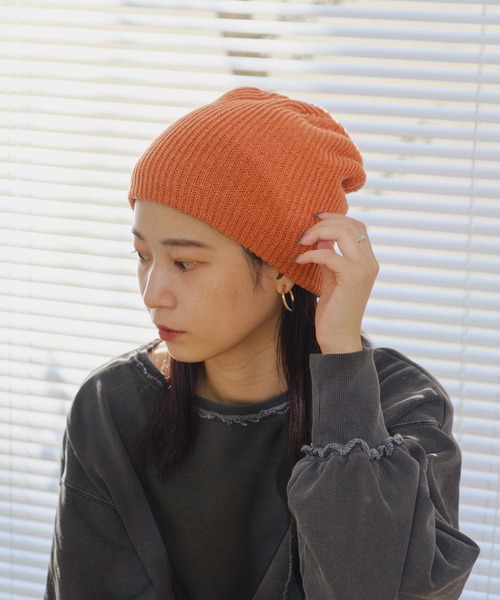 Kastane(カスタネ)の「ニット帽(ニットキャップ/ビーニー・レディース・チャコールグレー/オレンジ/ブラック・FREE)」の17枚目の写真