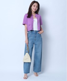 JUSGLITTY 配色半袖ジャケットライクカーデ　特殊ホワイト 今季◇JUSGLITTY◇配色半袖ジャケットライクカーデ - メルカリ
