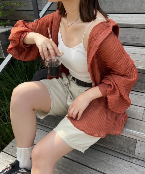nemne store(ネンネストア)の「【低身長用サイズあり】ワッシャーシアービッグシャツ(シャツ/ブラウス・レディース・カーキ/アイボリー/オレンジ・SMALL/MEDIUM)」の3枚目の写真