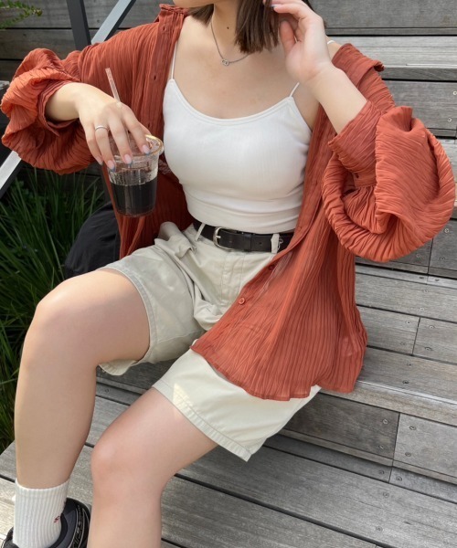 nemne store(ネンネストア)の「【低身長用サイズあり】ワッシャーシアービッグシャツ(シャツ/ブラウス・レディース・カーキ/アイボリー/オレンジ・SMALL/MEDIUM)」の15枚目の写真