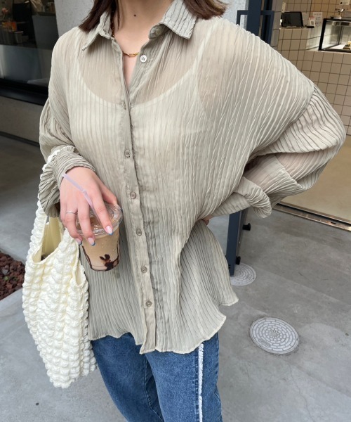 nemne store(ネンネストア)の「【低身長用サイズあり】ワッシャーシアービッグシャツ(シャツ/ブラウス・レディース・カーキ/アイボリー/オレンジ・SMALL/MEDIUM)」の10枚目の写真