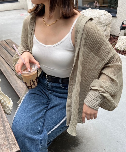nemne store(ネンネストア)の「【低身長用サイズあり】ワッシャーシアービッグシャツ(シャツ/ブラウス・レディース・カーキ/アイボリー/オレンジ・SMALL/MEDIUM)」の8枚目の写真