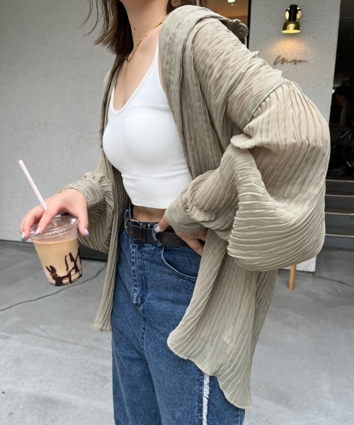 nemne store(ネンネストア)の「【低身長用サイズあり】ワッシャーシアービッグシャツ(シャツ/ブラウス・レディース・カーキ/アイボリー/オレンジ・SMALL/MEDIUM)」の9枚目の写真