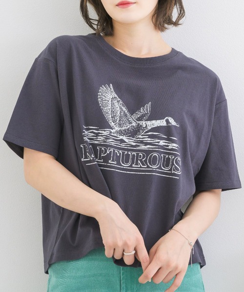 ems excite(エムズエキサイト)の「かすれプリントTEE(Tシャツ/カットソー・レディース・グリーン/チャコールグレー/ライトグレー・FREE)」の2枚目の写真