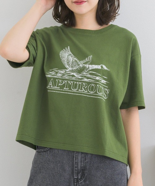 ems excite(エムズエキサイト)の「かすれプリントTEE(Tシャツ/カットソー・レディース・グリーン/チャコールグレー/ライトグレー・FREE)」の4枚目の写真