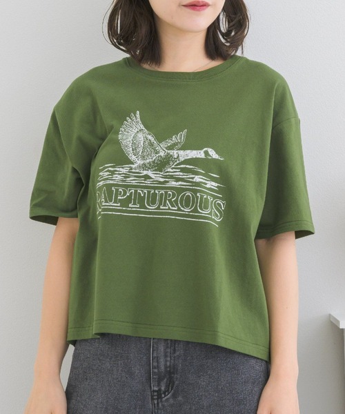 ems excite(エムズエキサイト)の「かすれプリントTEE(Tシャツ/カットソー・レディース・グリーン/チャコールグレー/ライトグレー・FREE)」の5枚目の写真