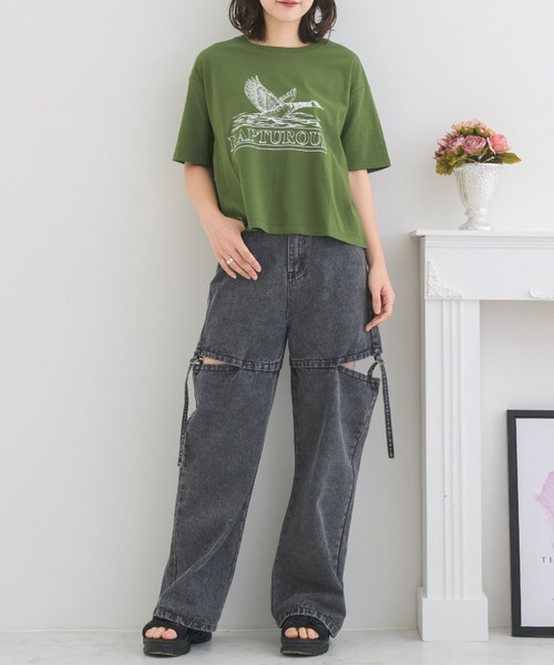 ems excite(エムズエキサイト)の「かすれプリントTEE(Tシャツ/カットソー・レディース・グリーン/チャコールグレー/ライトグレー・FREE)」の8枚目の写真
