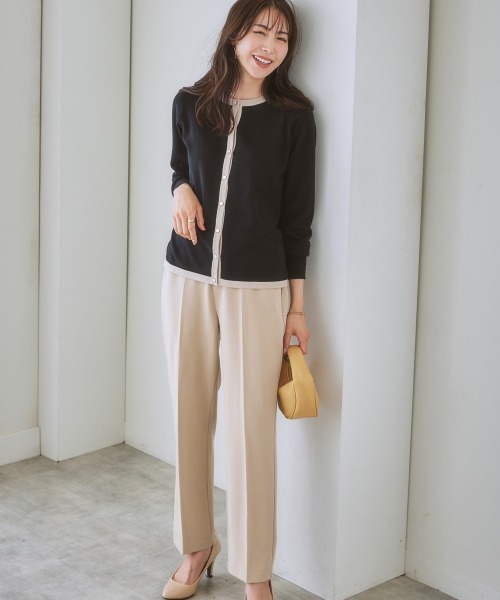 7days Life Styling（セブンデイズライフスタイリング）の「【毛玉になりにくい】洗える配色ニットカーディガン（もちもち綿混）（ニット/セーター・レディース・ブラック/ライトベージュ/杢グレー/プラム/ブルー系・LL/M/L/S）」の7枚目の写真