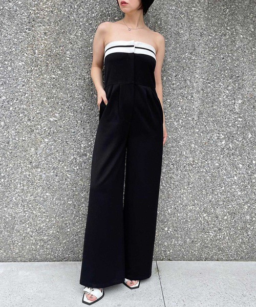 ENVYM（アンビー）の「スーツベアオールインワン（サロペット/オーバーオール・レディース・ベージュ/ブラック・FREE）」の3枚目の写真