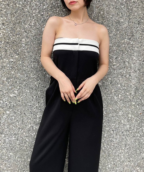 ENVYM（アンビー）の「スーツベアオールインワン（サロペット/オーバーオール・レディース・ベージュ/ブラック・FREE）」の6枚目の写真