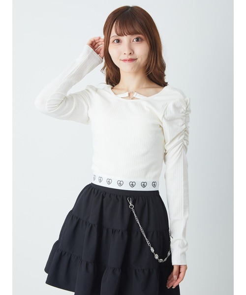 Ank Rouge（アンクルージュ）の「BACKスピンドル袖くしゅくしゅTOPS（Tシャツ/カットソー・レディース・ピンク/ホワイト/ブラック・M）」の15枚目の写真