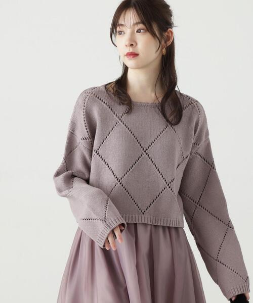 PROPORTION BODY DRESSING（プロポーションボディドレッシング）の「アイレットショート丈ニット / 1213270913（ニット/セーター・レディース・オフホワイト/グレー/ピンク・MEDIUM/SMALL）」の11枚目の写真